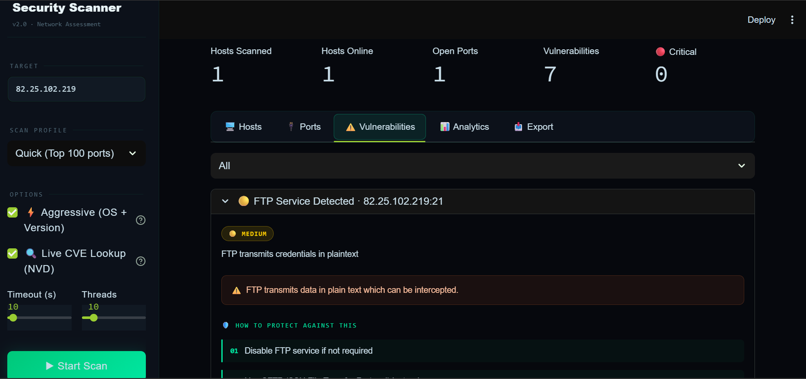 Network Vulnerability Scanner screenshot