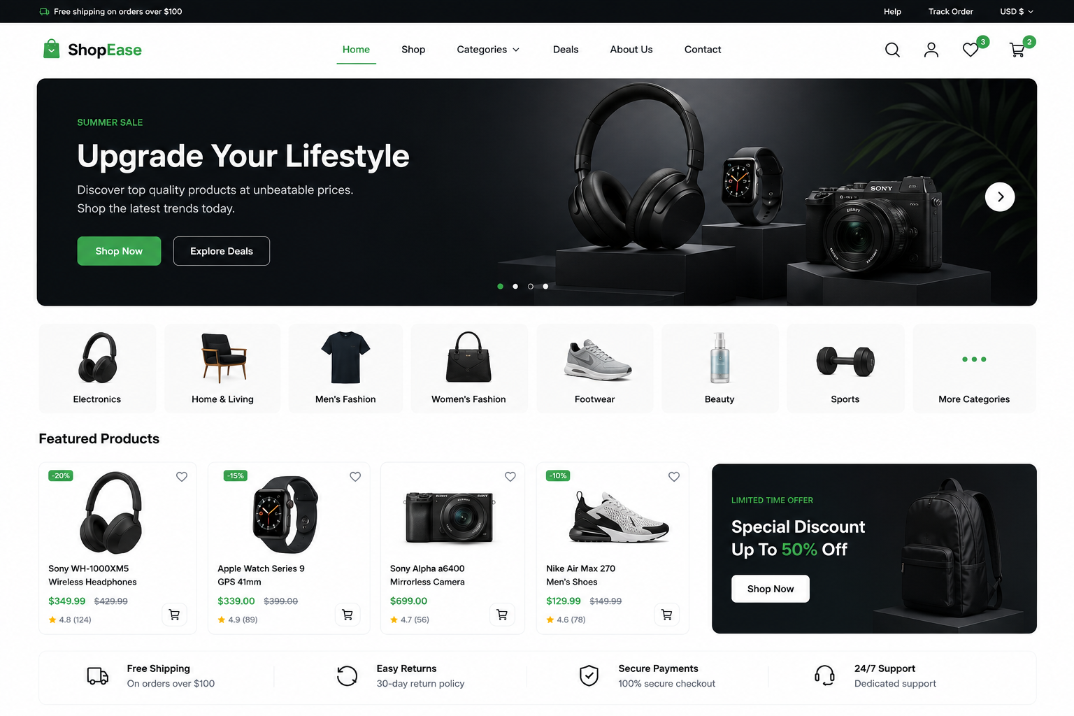 ShopEase – Modern E-Commerce Platform screenshot