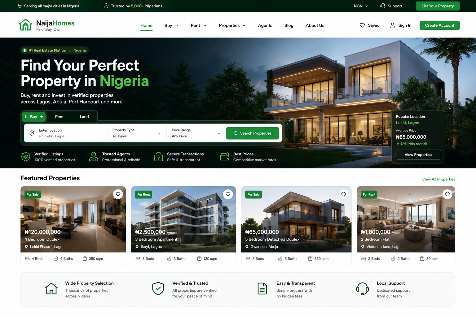 NaijaHomes – Premium Real Estate Platform screenshot